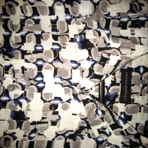 JHANE BARNES Geometric Monogram Abstract Button~Up Casual Shirt•Mens Size Medium - Picture 6 of 13